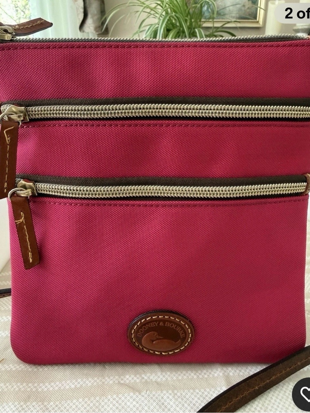 Dooney & Bourke Red Crossbody Triple Zip Organizer